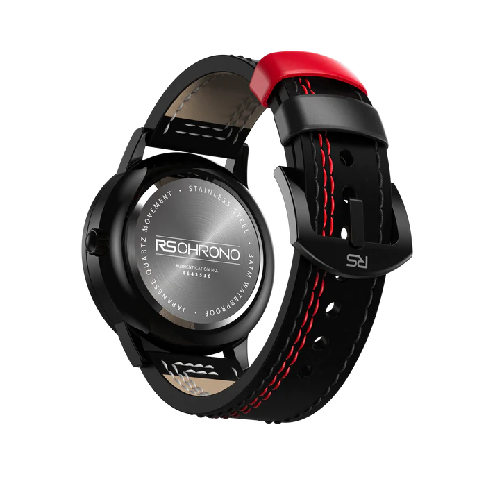 Black & Red Leather Strap (Adjustable)