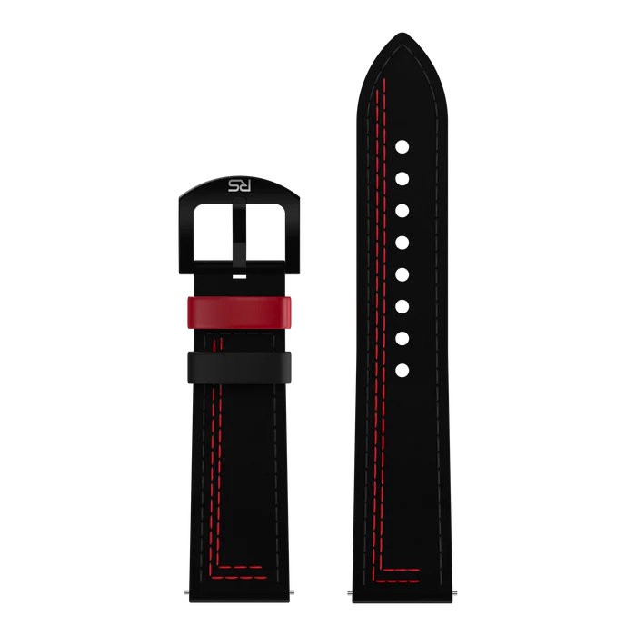 Black & Red Leather Strap (Adjustable)